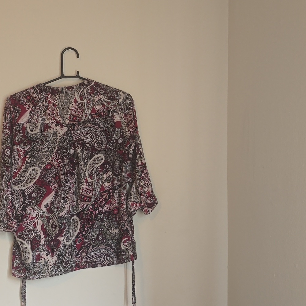 Roz & Ali Women's Paisley Blouse - Burgundy and Black - Picture 2 of 3